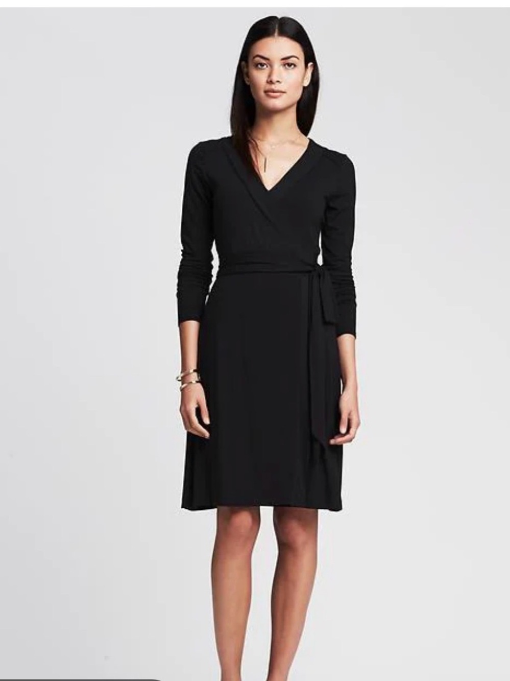 Banana Republic “Gemma” Classic Black True Wrap Dress - Medium